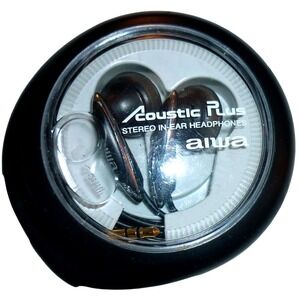 Vintage Aiwa Acoustic Plus Stereo In-Ear Headphones Wired Earbuds with Case